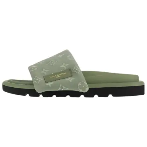 LOUIS VUITTON Pool Pillow Comfort Slide Slippers Women's Green