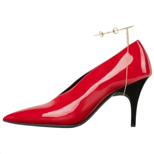 GUCCI 97 Patent Leather Slim Heel High Heels 8.4cm Women's Red
