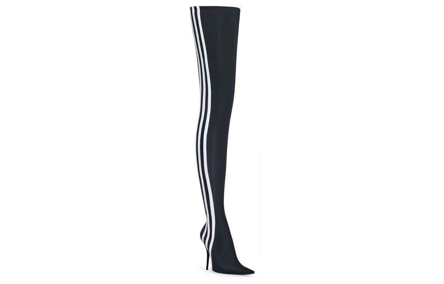 Balenciaga X Adidas Knife Over The Knee Boots 'Black White' Women's