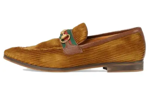 GUCCI Horsebit-detail Corduroy Leather Loafers