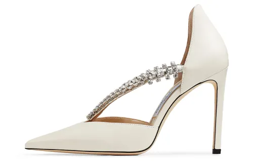 Jimmy Choo Bee Leather Slim Heel High Heels 10cm Women's White