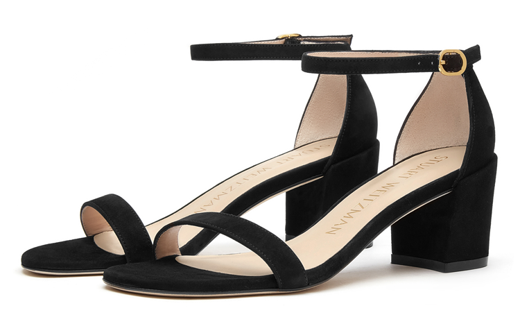 Stuart Weitzman/SW Suede Nubuck One Strap Sandals Women's Black