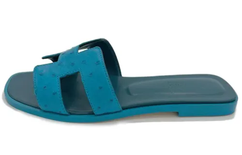 HERMES Oran Slide Slippers Women's Blue