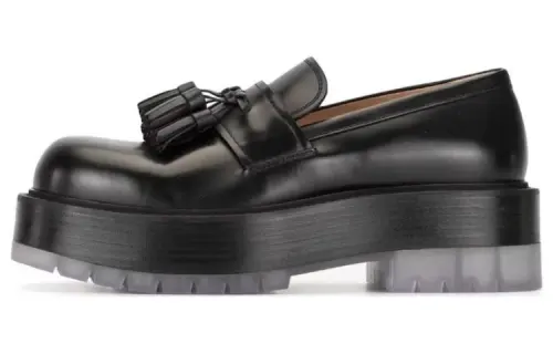 Bottega Veneta The Stilt Tasselled Platform Leather Loafer Black