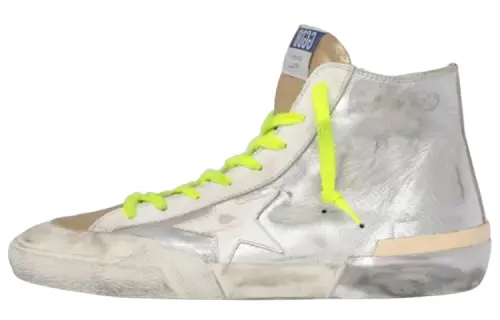 Golden Goose Francy Stylish Skateboarding Shoes Men's Silver Distressed