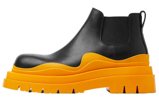 Bottega Veneta Tire Chelsea Ankle Length Chelsea Boots Men's Orange