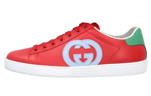 GUCCI ACE Leather Low top Skateboard Shoes Women's Red