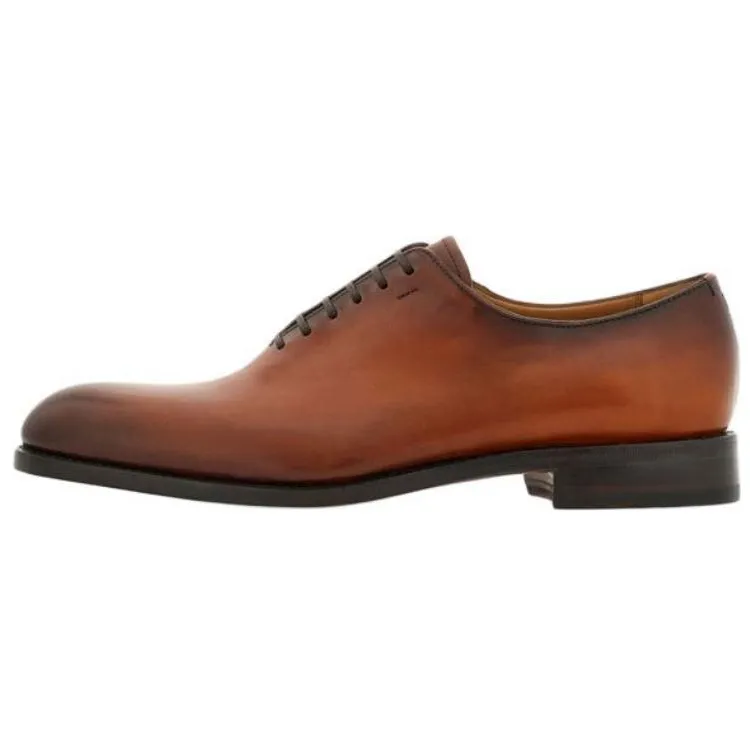 FERRAGAMO Tramezza Dress Shoes Men's Red Brown
