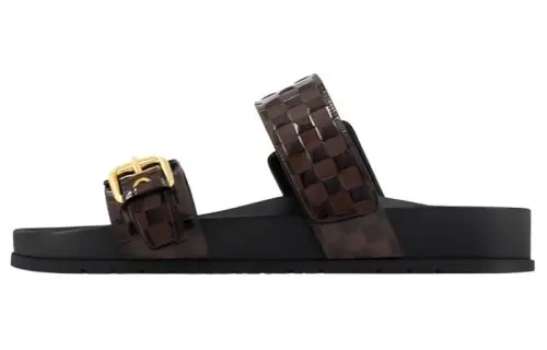 LOUIS VUITTON Bom Dia Slide Slippers Women's Brown