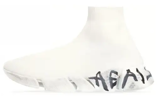 Balenciaga Speed 2.0 Graffiti Recycled Knit White Women's