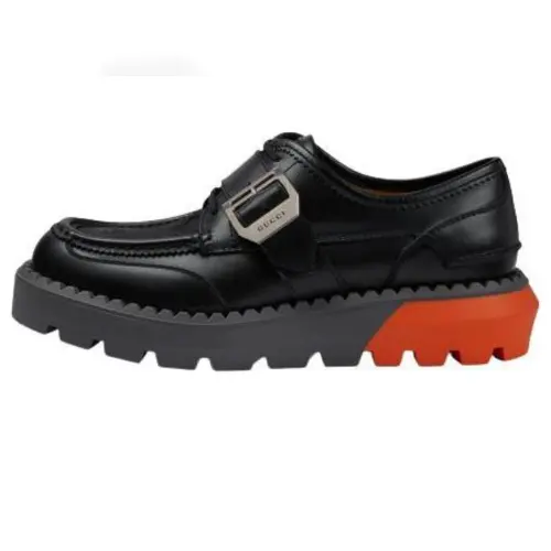 Gucci Lace Up Shoe 'Buckle - Black Orange'