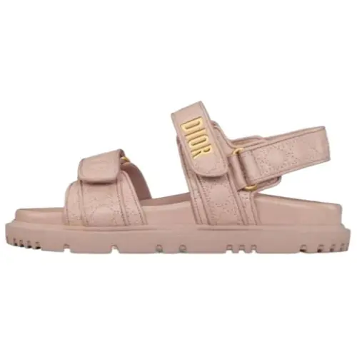 DIOR DiorAct Leather Beach Sandals Women's Pink