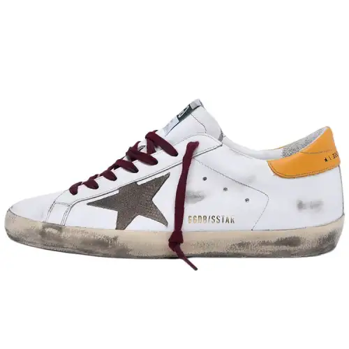 Golden Goose Super-Star White Yellow Burgundy Snakeskin Patch