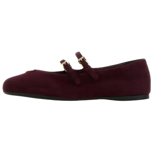 PRADA Flat Mary Jane Shoes Women's Dark Red