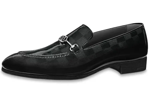 LOUIS VUITTON Club Damier Top Grain Cow Leather Men's Casual Shoes Men's Black