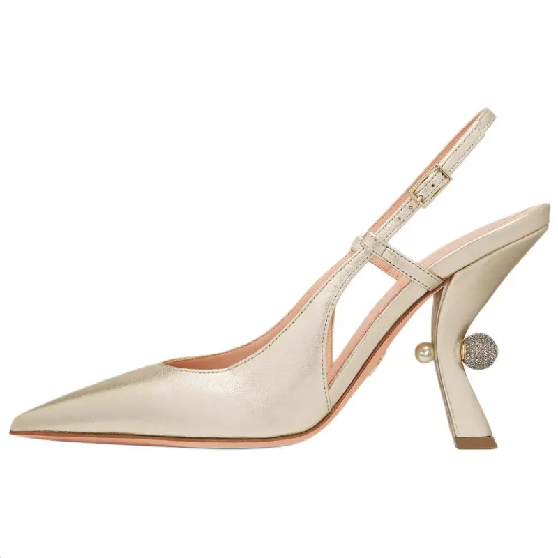 DIOR Tribales Irregular Heel High Heels 10cm Women's Gold