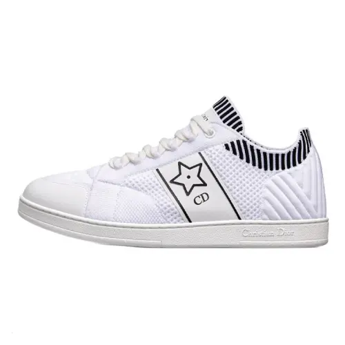 DIOR Star Cow Leather Low top Skateboard Shoes Women's White