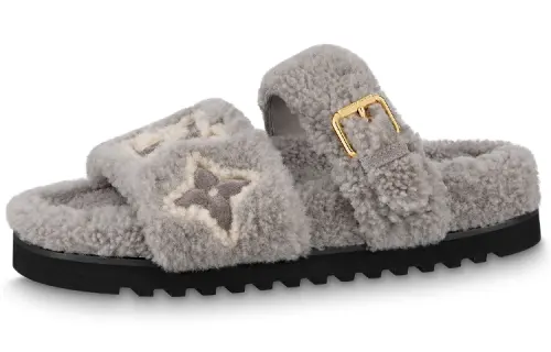 LOUIS VUITTON Paseo Comfort Slide Slippers Women's Gray
