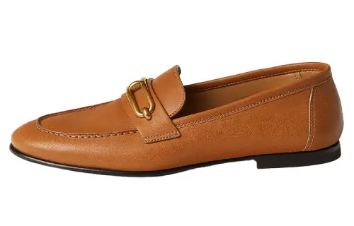 HERMES Colette Leather Loafers Women's Brown