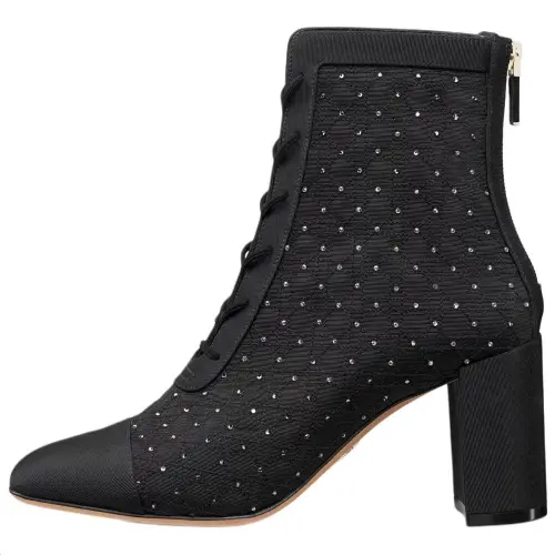 DIOR Naughtily D Calfskin Ankle Boots 8cm Women's Black