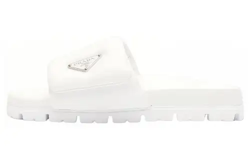PRADA Soft Padded 20mm Slide Sandal White Nappa Leather Women's