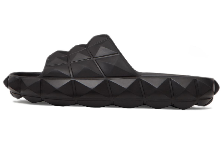 Valentino Roman Stud Turtle Slide Sandal Black Women's