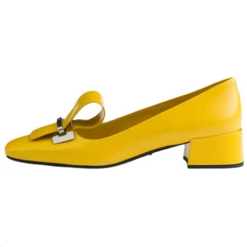 PRADA Chunky Heel High Heels 3.5cm Women's Yellow