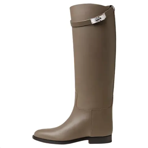 HERMES Jumping Knee high Boots 2.5cm Women's Brown