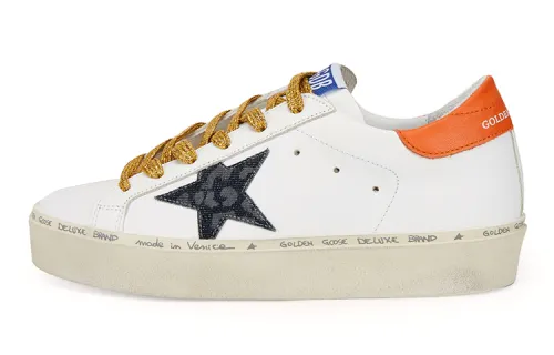 Golden Goose Hi Star Platform Skateboard Shoes Women's White Orange Tail