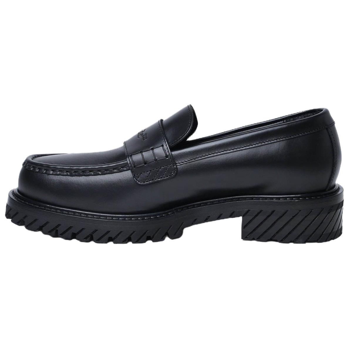 OFF-WHITE Military logo-debossed leather loafers
