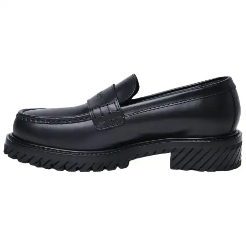 OFF-WHITE Military logo-debossed leather loafers