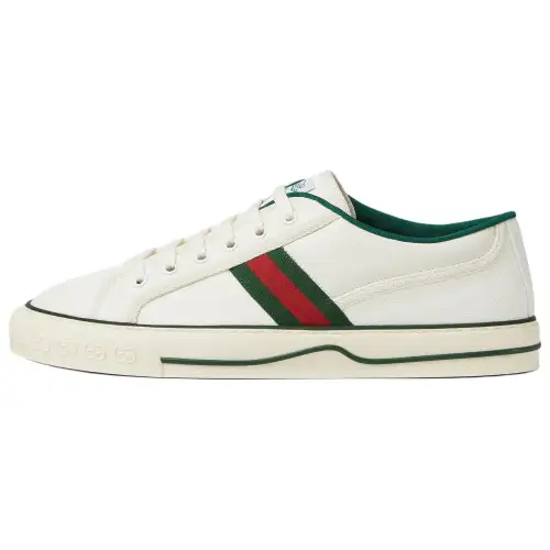 GUCCI Tennis 1977 Canvas Shoes Men's White Green