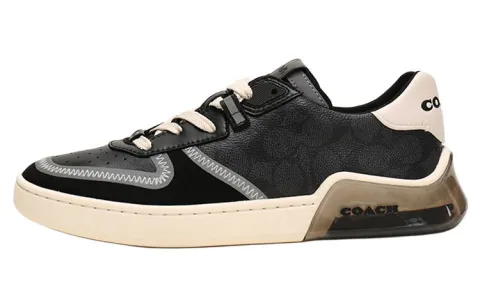 COACH CitySole Leather Support Balance Lightweight Low top Sports Casual Shoes Men's Gray Black