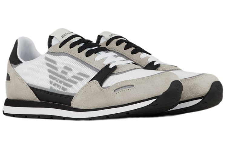EMPORIO ARMANI Textile, Leather Low top Casual Shoes Men's Ecru
