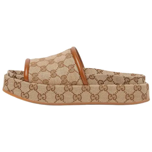 Gucci Wmns Platform Sandal 'GG Canvas - Beige Dark Brown' Women's