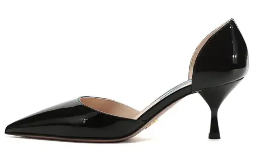 PRADA Patent Leather Slim Heel High Heels 6.5cm Women's Black