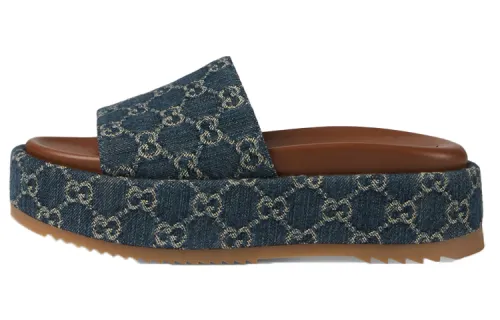Gucci Wmns Platform Slide Sandal 'Allover Gg Denim' Women's