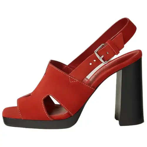 HERMES Eris Open Toe One Strap Sandals Women's Orange Pudding