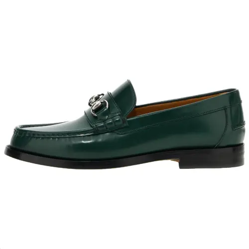 GUCCI Morsetto Leather Loafers Men's Green