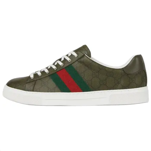 GUCCI ACE Leather Low top Skateboard Shoes Men's Green