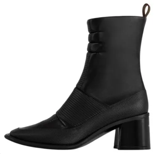 LOUIS VUITTON Berlin Cow Leather Ankle Boots 5.5cm Women's Black