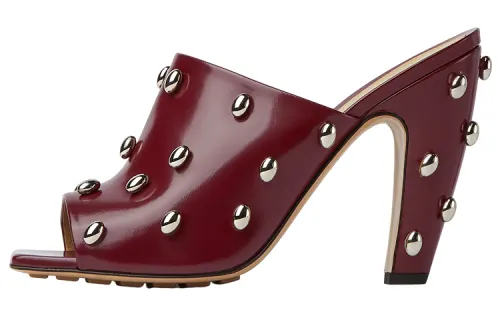 Bottega Veneta Canalazzo Slide Slippers Women's Burgundy