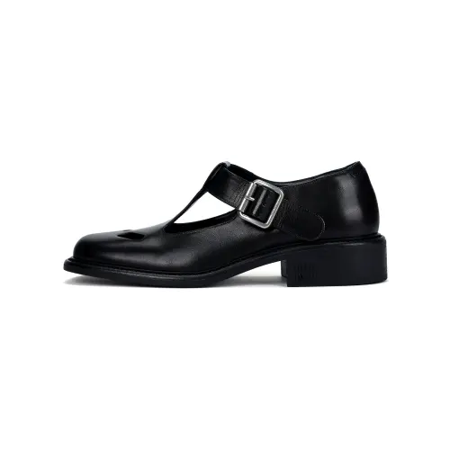 MIU MIU Leather Chunky Heel Mary Jane Shoes Women's Black