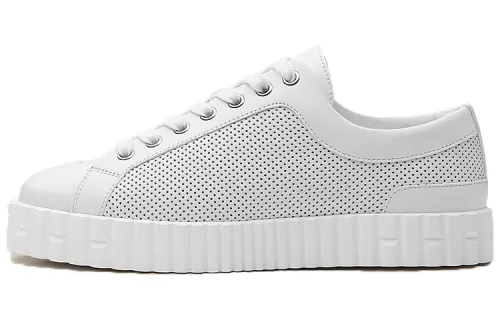 HERMES CROSS Cow Leather, Leather Low top Stylish Skateboarding Shoes Women's White