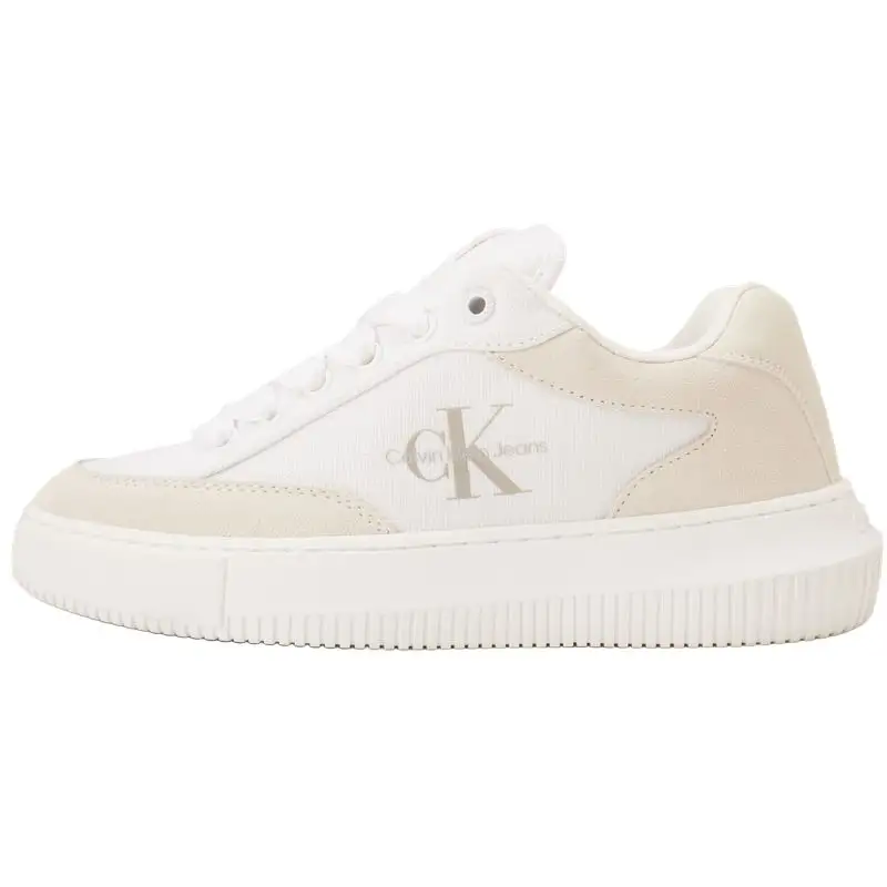 CKJ CALVIN KLEIN JEANS Cow Split Leather Low top Skateboard Shoes Women's White Pink