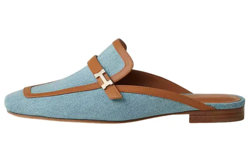 HERMES Closed Toe Slippers Women's Blue