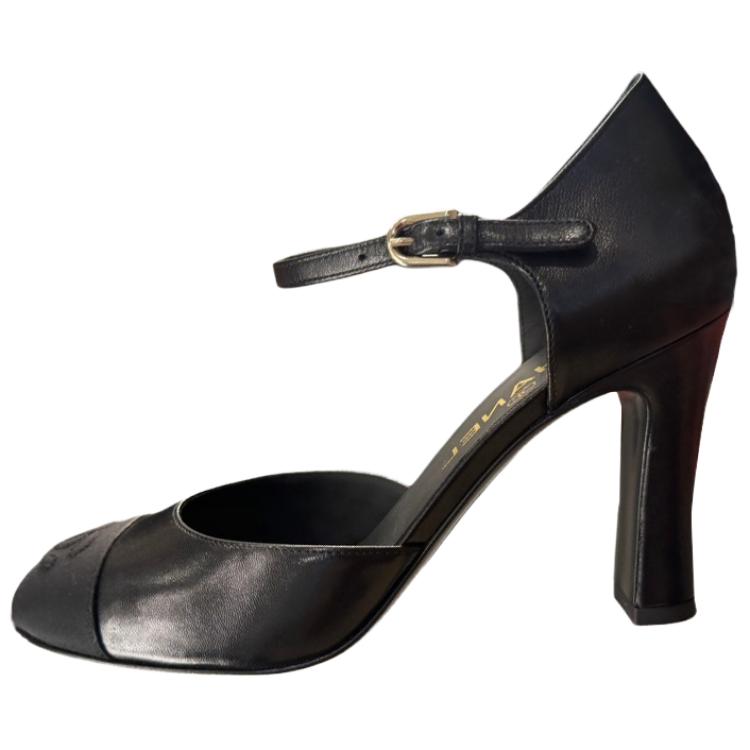 CHANEL 25P Spring Summer Slim Heel High Heels 9cm Women's Black