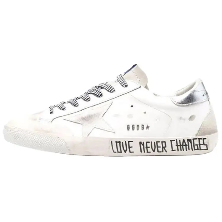 Golden Goose Super Star Low top Stylish Skateboarding Shoes Women's Gray White Distressed