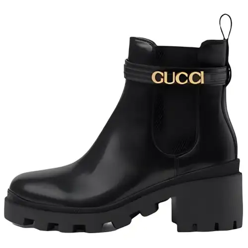 GUCCI Logo Strap Chelsea Boots Black Women's