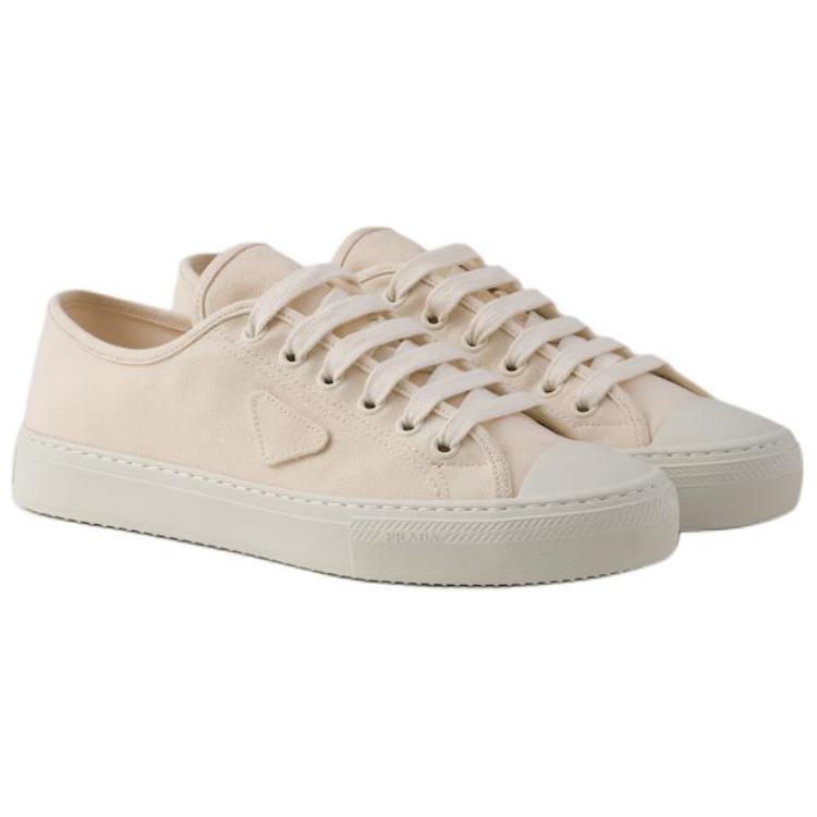 PRADA Round Tip Low top Skateboard Shoes Men's Beige